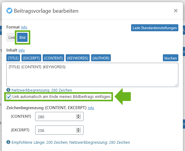Beitragsvorlage Twitter